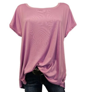 Bally Lavender Supersoft Short Sleeve Split Hem Tee Size XL